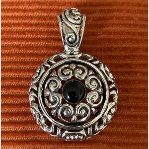 Ornate Silver Toned Victorian Style Pendant